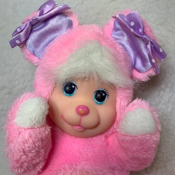 Magic Nursery Kitty pink plush doll 1990 vintage 12" purple bows Mattel - Picture 4 of 12